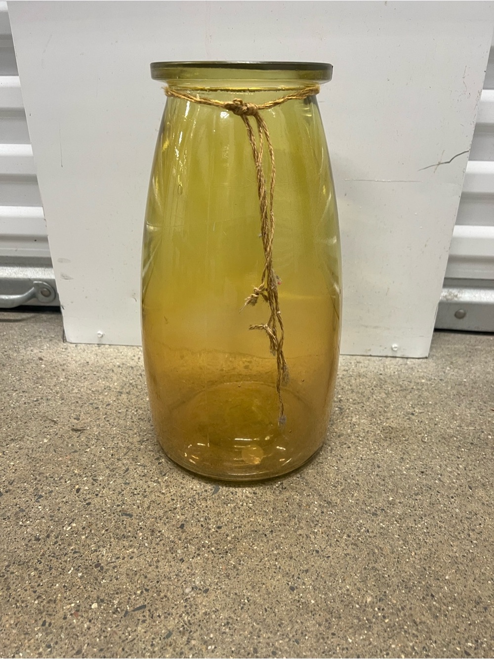 Beautiful Yellow/Gold Colored Glass floor Vase. Holds Decorative Feathers, etc.